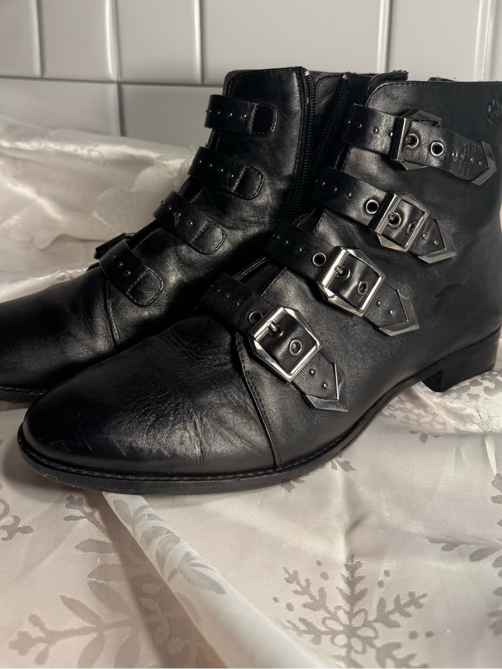 Gerry Weber studded multi-strap moto boots. Women size 41